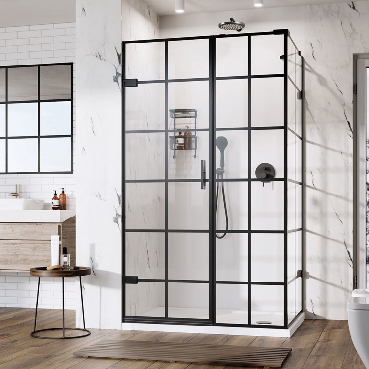 Roman Liberty Black Grid Hinged Door